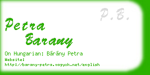 petra barany business card
